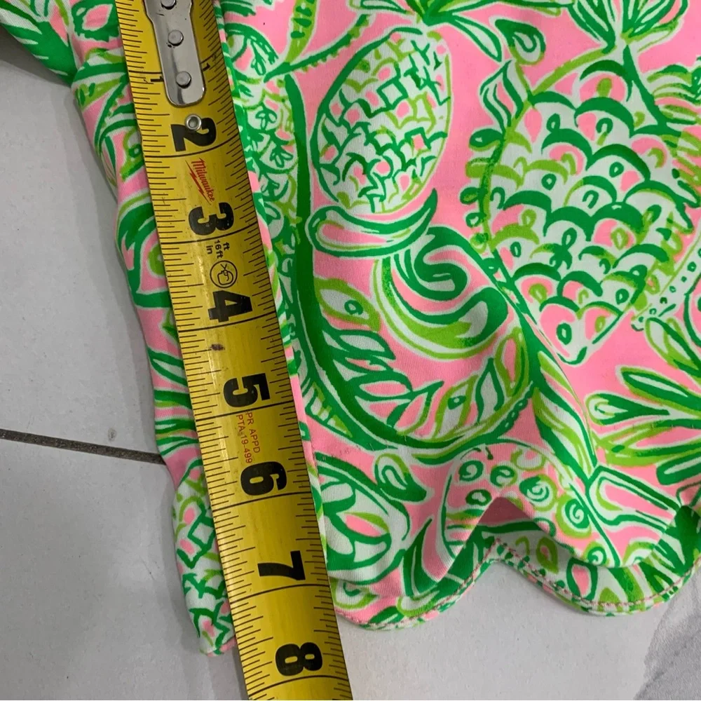 Lilly Pulitzer Shorts Women 2 Darci Knit Short Mandevilla Pineapple Scallop Hem